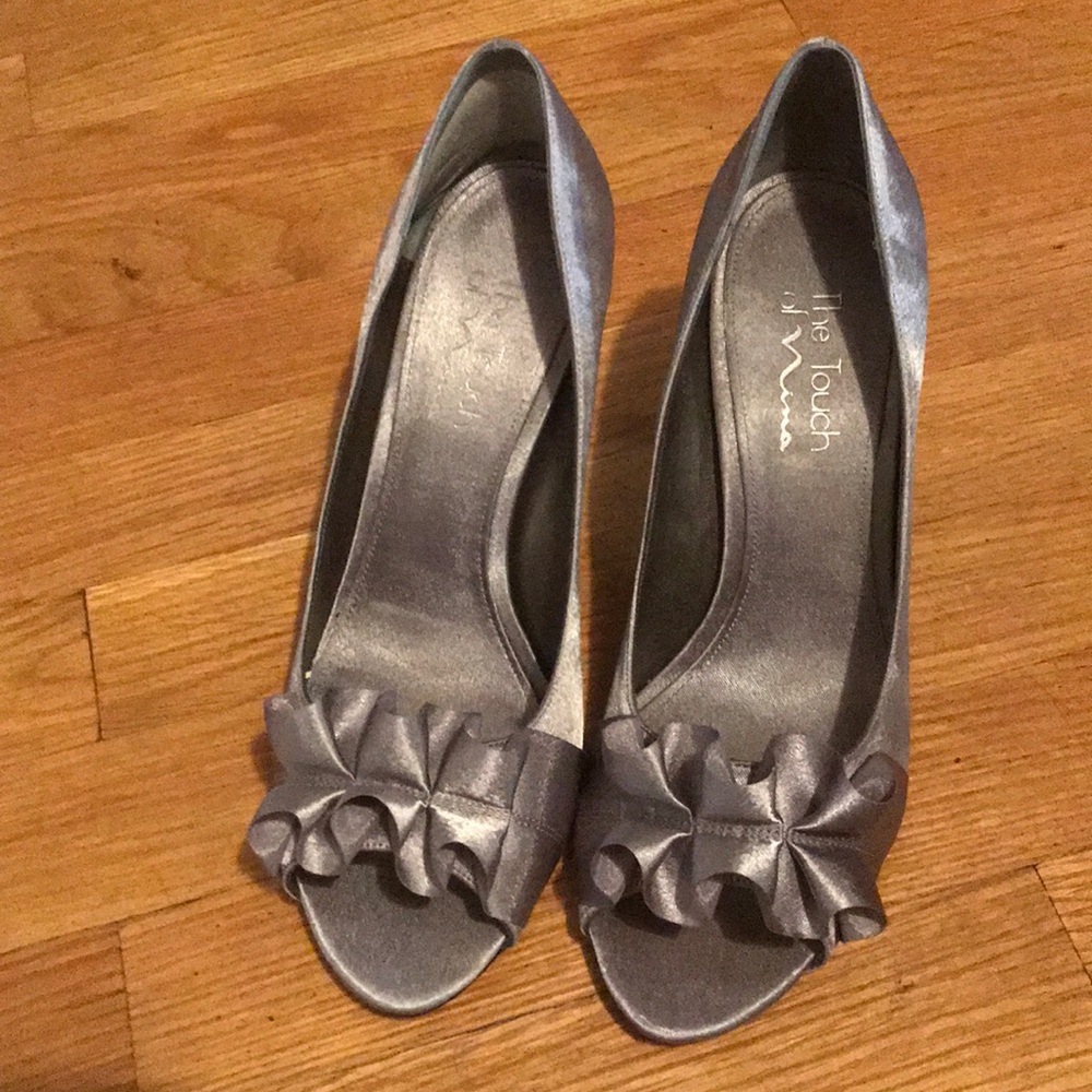 Silver heels worn once for a wedding